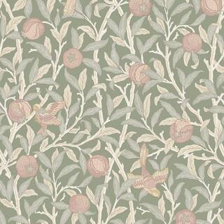 William Morris at Home Bird and Pomegranate Rose Garden Wallpaper | The Home Depot
