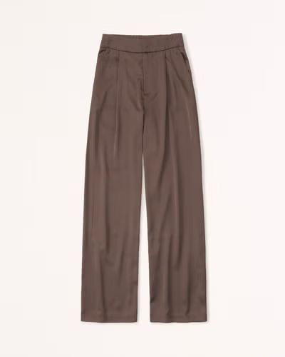 Satin Tailored Wide Leg Pants | Abercrombie & Fitch (US)