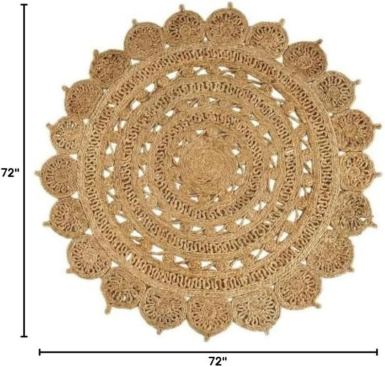 GRUHUM Handwoven Jute Area Rug-6 feet Round-Natural Fiber Boho Soft Braided Rustic Vintage Beige ... | Amazon (US)
