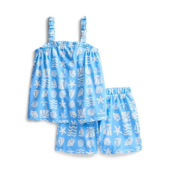 Wonder Nation Toddler Girls Ribbed Tank Top and Shorts 2-Piece Set, Sizes 12M–5T | Walmart (US)