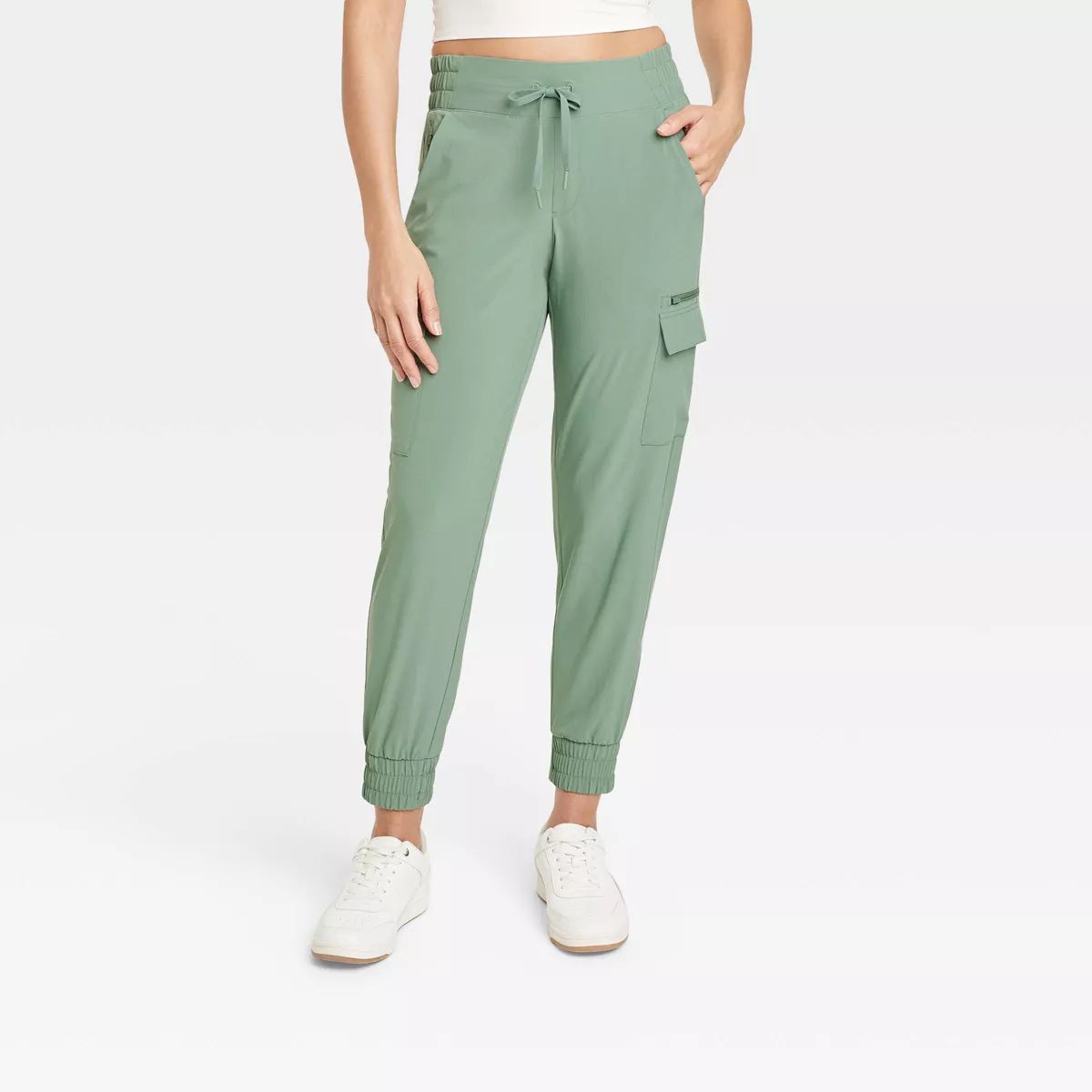 Women's Woven Mid-Rise Cargo Joggers - All In Motion™ | Target