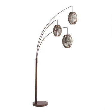 Brown 3 Light Adjustable Tiki Arc Floor Lamp | World Market