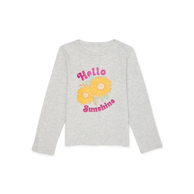 Wonder Nation Girls Long Sleeve Embellished T-Shirt, Sizes 4-18 & Plus - Walmart.com | Walmart (US)