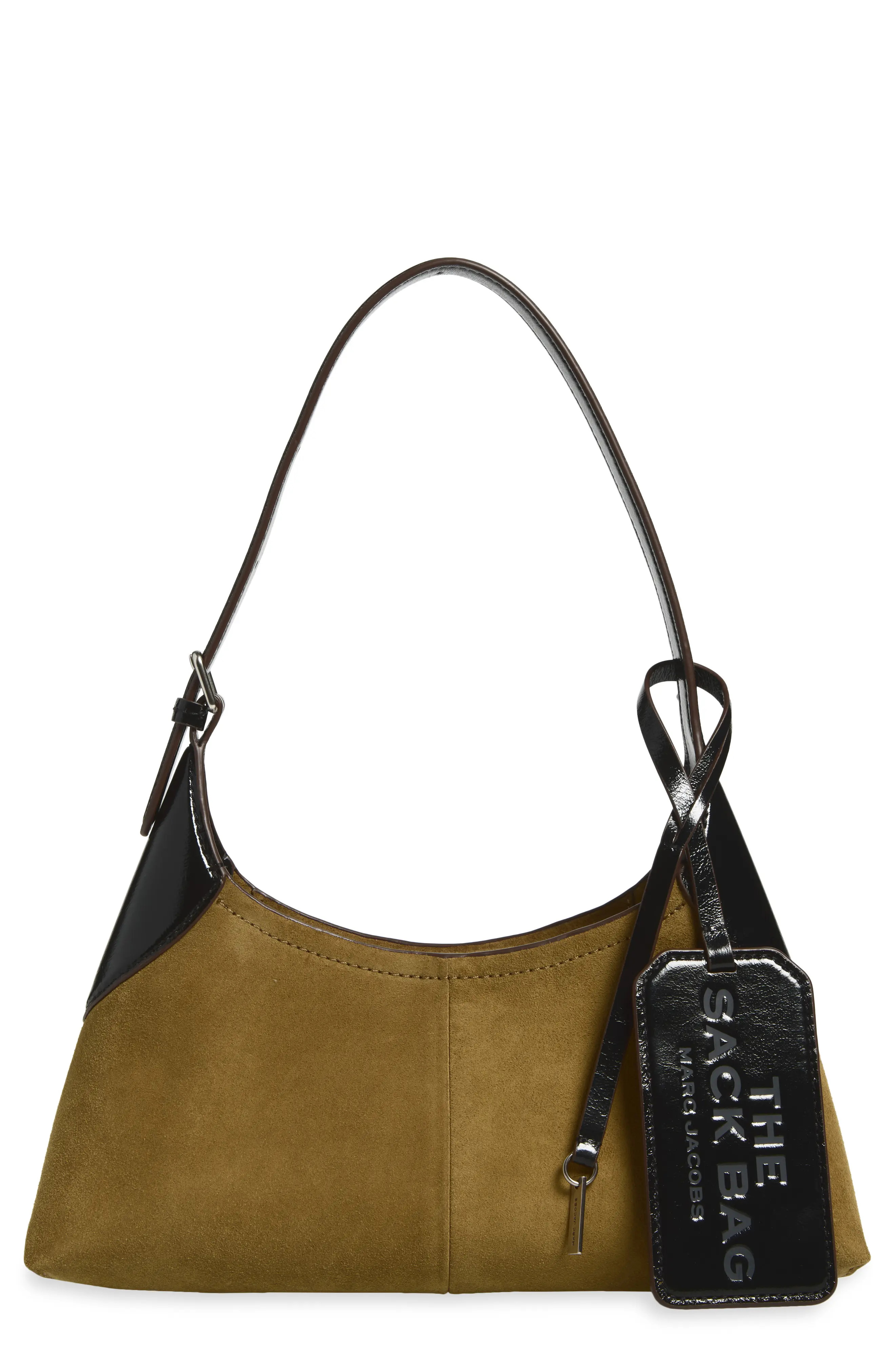 Marc Jacobs The Small Suede Belted Sack Bag in Dark Brown at Nordstrom | Nordstrom