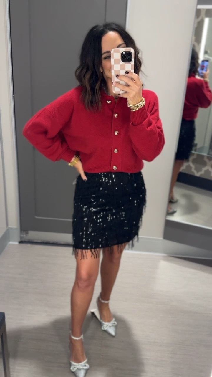Y'all how chic and festive this look is?! Love mixing the styles, with a cozy cardigan paired with a sequin mini skirt. Guys, the perfect holiday look ♥️

Holiday party outfit, Christmas look, chic style, mini skirt, women's cardigan, Target style, VintagePickin



#LTKSeasonal #LTKHoliday #LTKootd