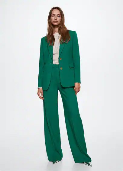Wool suit blazer green - Woman - XS - MANGO | MANGO (UK)