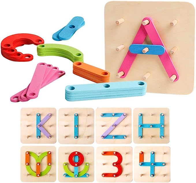 kizh Wooden Letter and Number Construction Activity Set Educational Preschool Toys Shape Color Re... | Amazon (US)