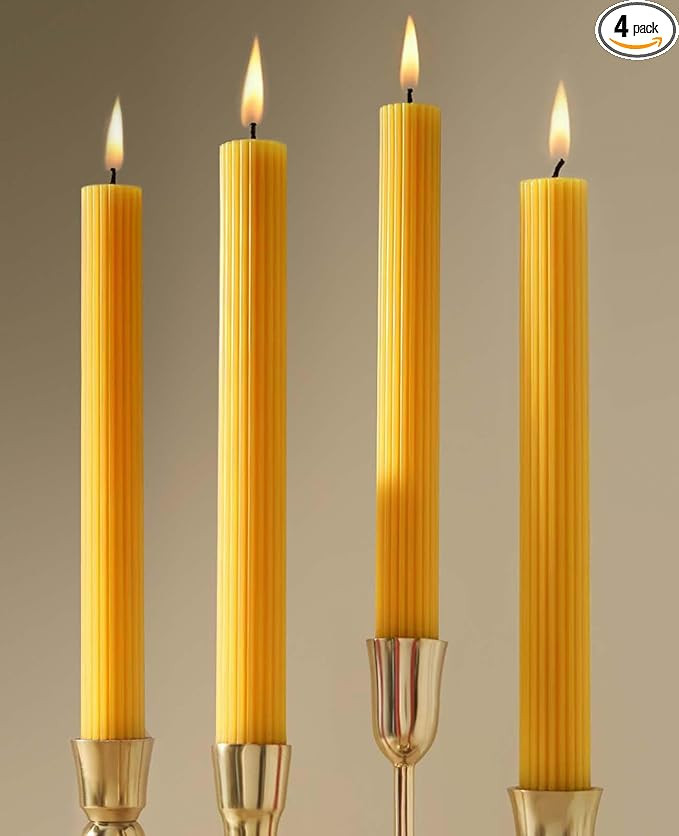 Natural Beeswax Taper Candles,8 inch Long Beeswax Candle Sticks,10 Hour Burn Time Tapered Candle,... | Amazon (US)