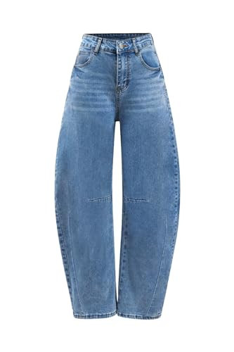 BlueMoment Barrel Jeans for Women Baggy Jeans Boyfriend High Waisted Wide Leg Y2k Vintage Denim Pants Blue | Amazon (US)