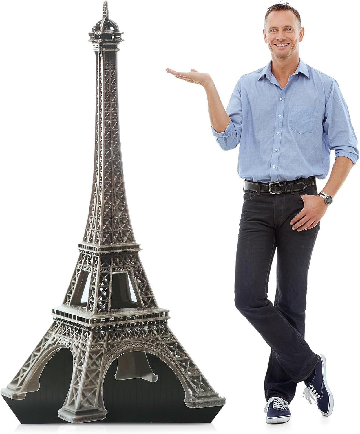 Leinuosen 6 ft Eiffel Tower Cardboard Cutout Stand up Lifesize French Theme Party Decoration Eiffel Tower Photo Prop Backdrop Standup for France Night of Paris Theme Party Birthday Decor | Amazon (US)
