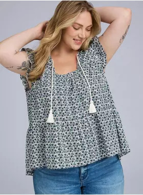 Belle Isle Tie-Front Tiered Top | Torrid (US & Canada)