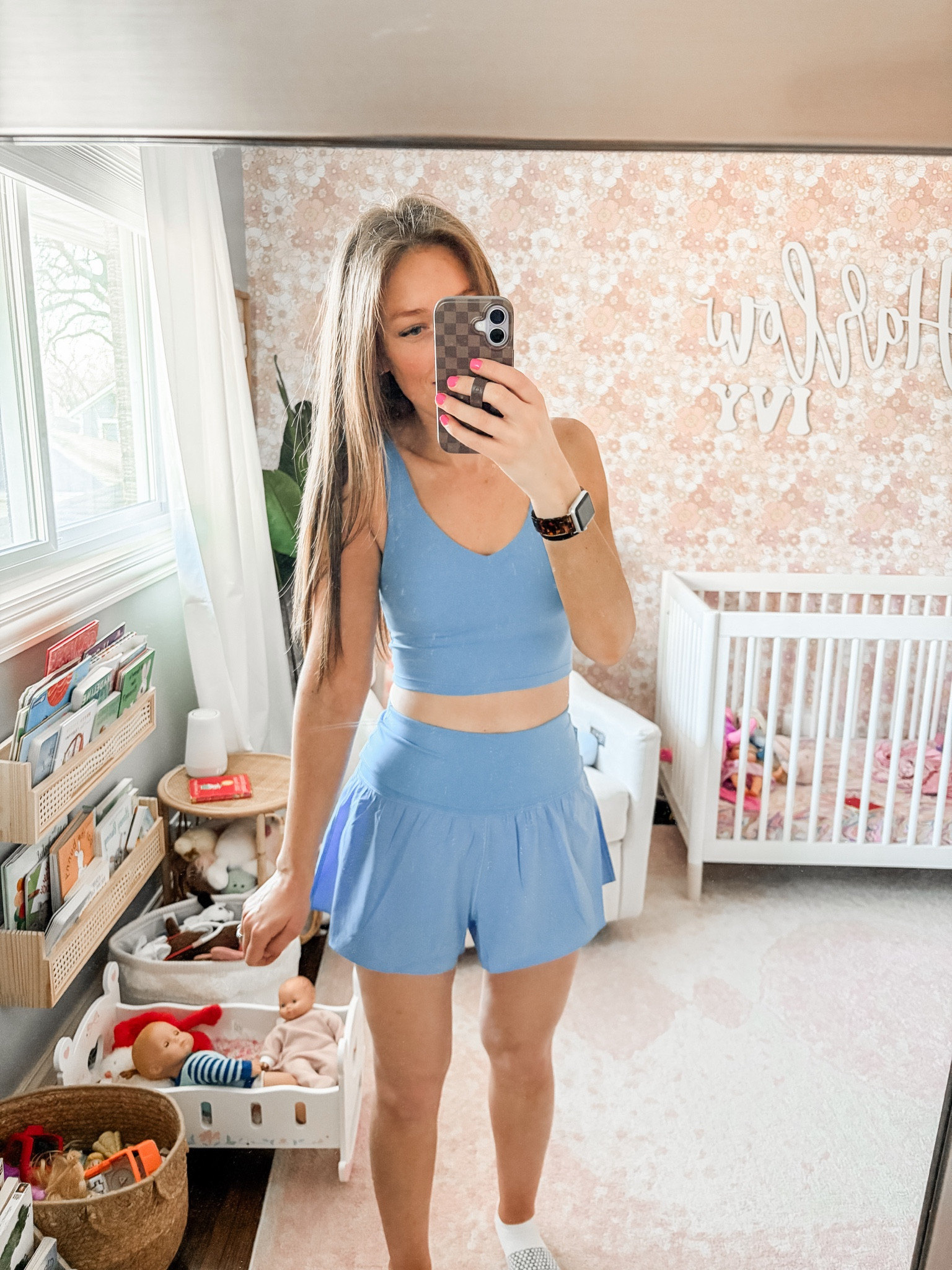 Wearing size S in shorts and sports bra 

Loungewear / activewear / shorts / summer outfit 