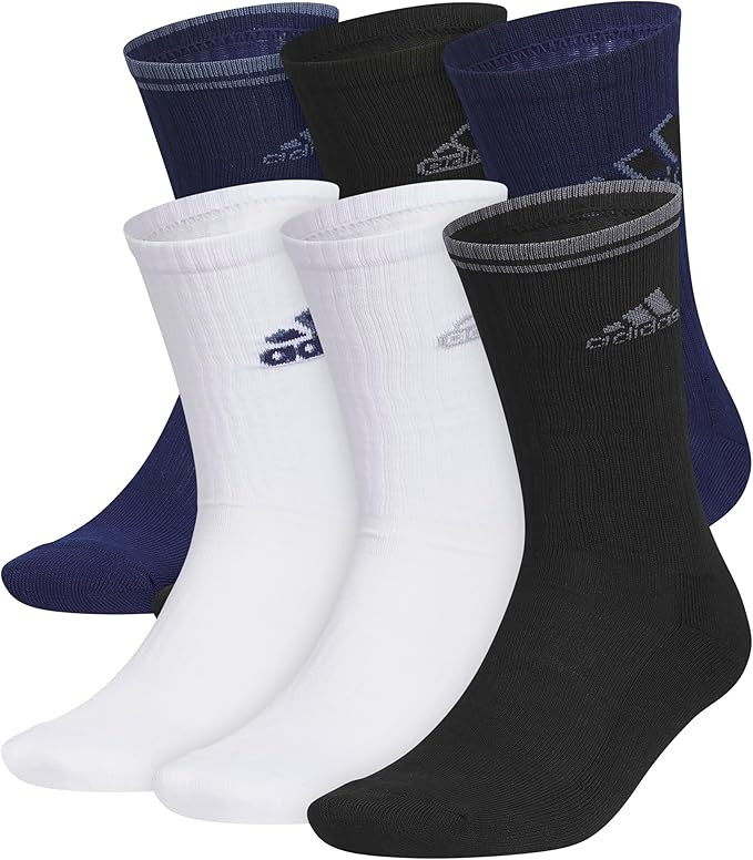 adidas Men's Athletic Cushioned 6-Pack Crew, Cushioned Crew Socks with Arch Compression for a Sec... | Amazon (US)