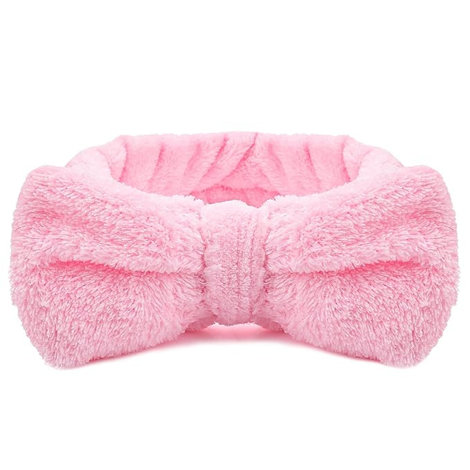 Spa Headband, Bowknot Hair Bands Makeup Headbands Women Coral Fleece Elastic Headband Washing Fac... | Amazon (US)