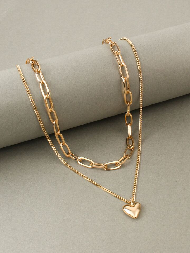 Heart Charm Layered Necklace Valentines,Mom,Mother,Mother's Day,Gift | SHEIN