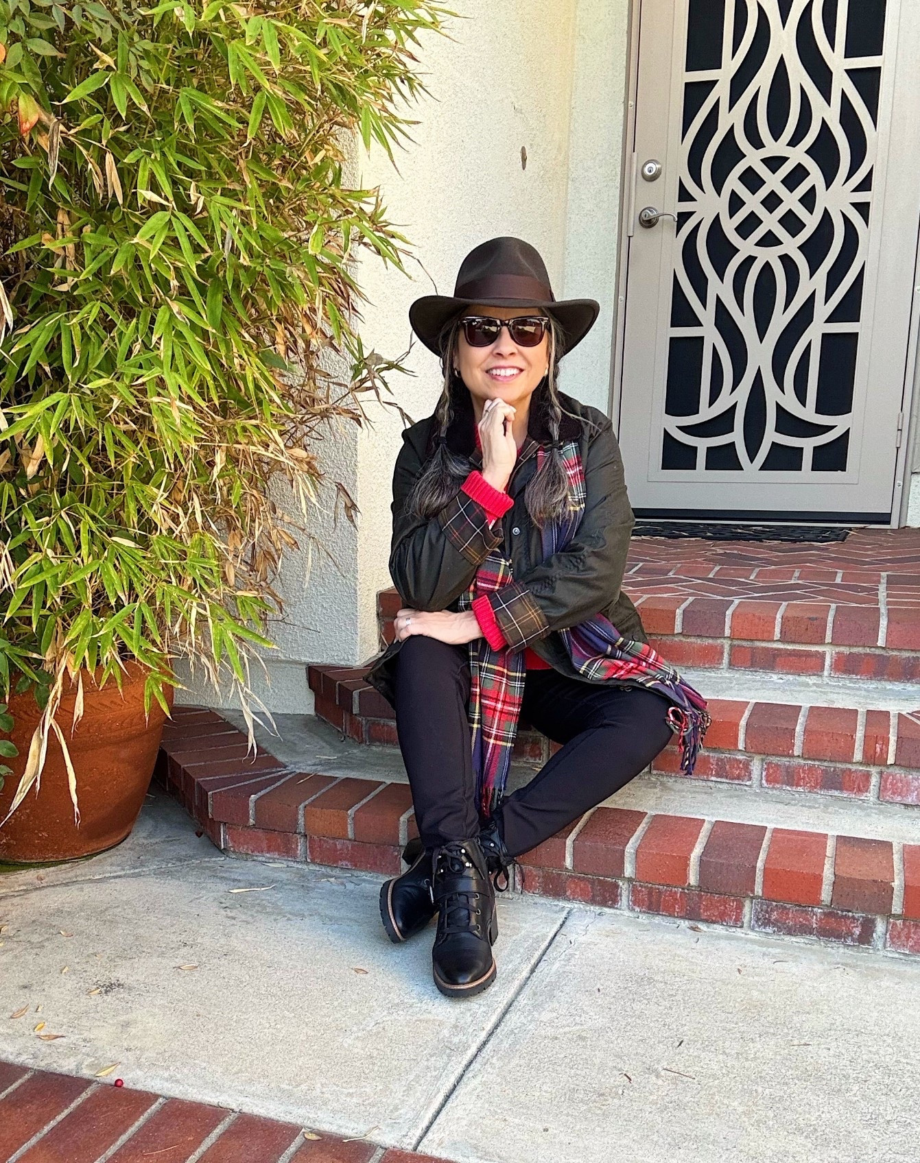 When in doubt, put on your favorite sweater and a fabulous jacket! Rain in the forecast? My waxed jacket is stylish, classic, preppy and keeps me dry! I love the whimsy of my red Warm & Wonderful #blacksheep Princess Diana sweater! 
#Barbour #winterstyle #tuckernuck #Decemberoutfit #Decemberoutfit #jacket #hat #boots 

#LTKSaleAlert #LTKGiftGuide #LTKSeasonal