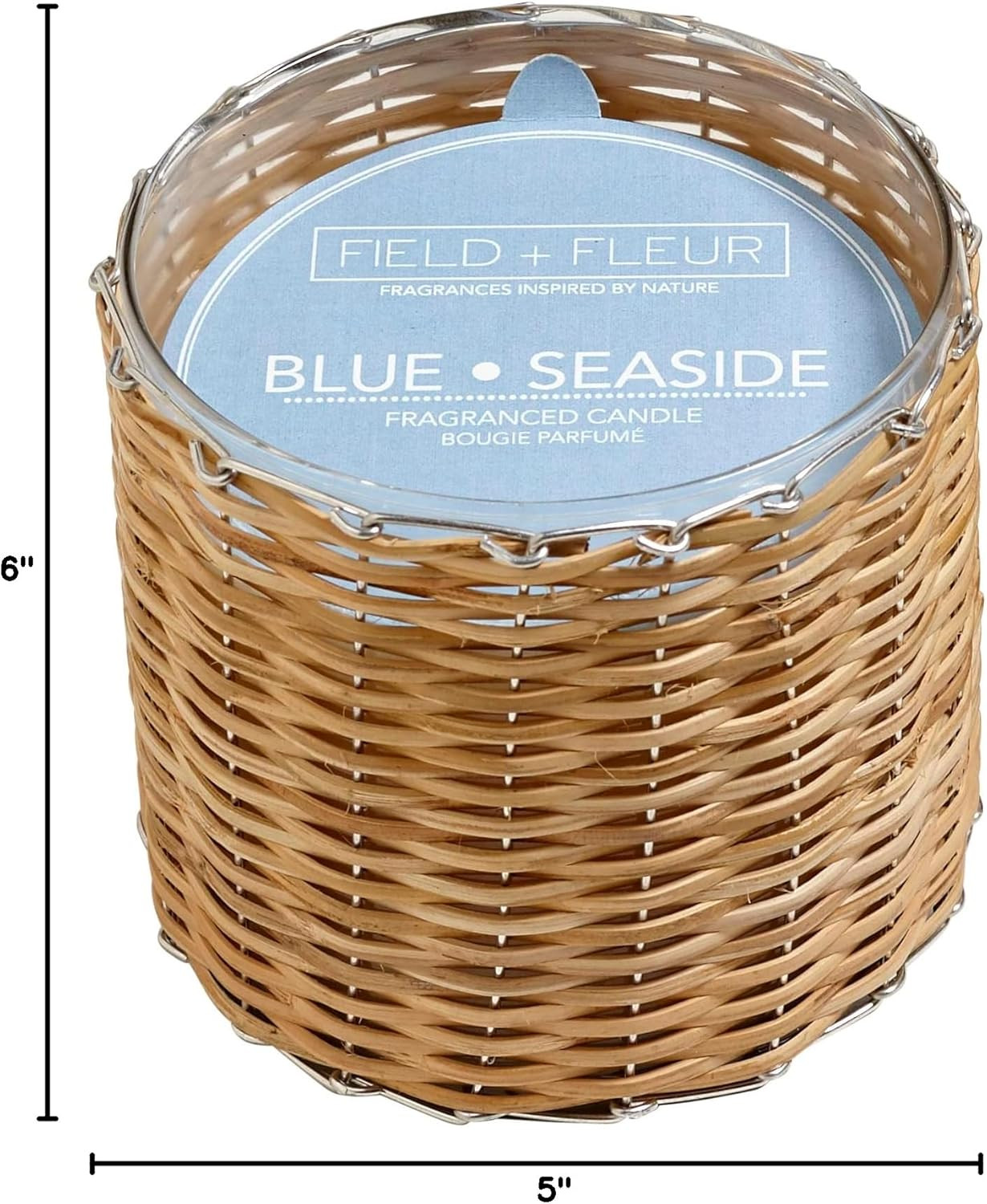 FIELD FLEUR Blue Seaside Scented Candle – 12oz Luxury Soy Wax, 2-Wick in Handwoven Glass Jar, w... | Amazon (US)