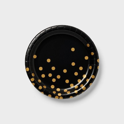 20ct Black/Gold Confetti Snack Paper Plates - Spritz™" | Target