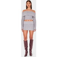 Grey Cable Knit Micro Mini Skirt | PrettyLittleThing US