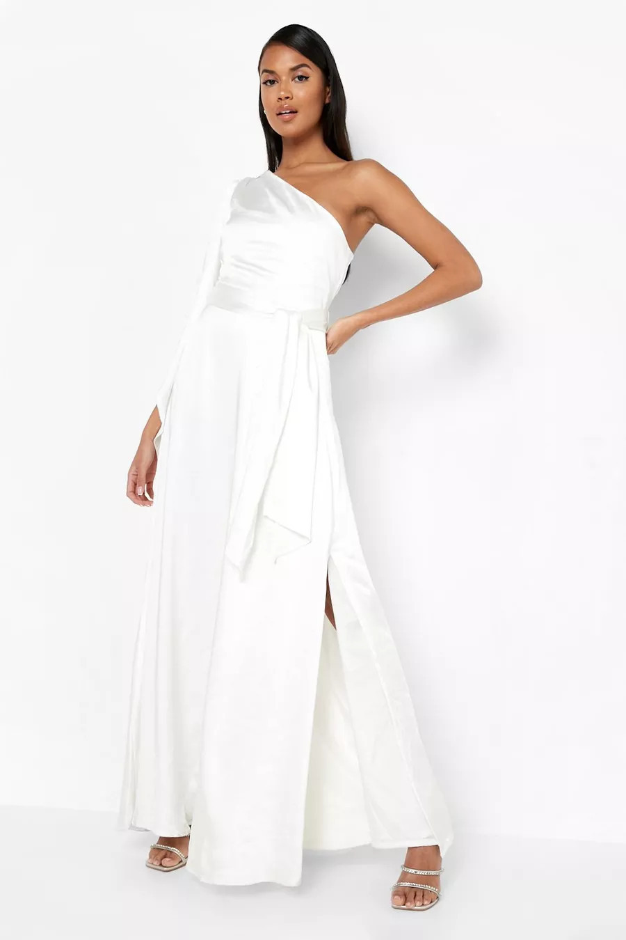 Satin One Shoulder Drape Maxi Dress | Boohoo.com (US & CA)