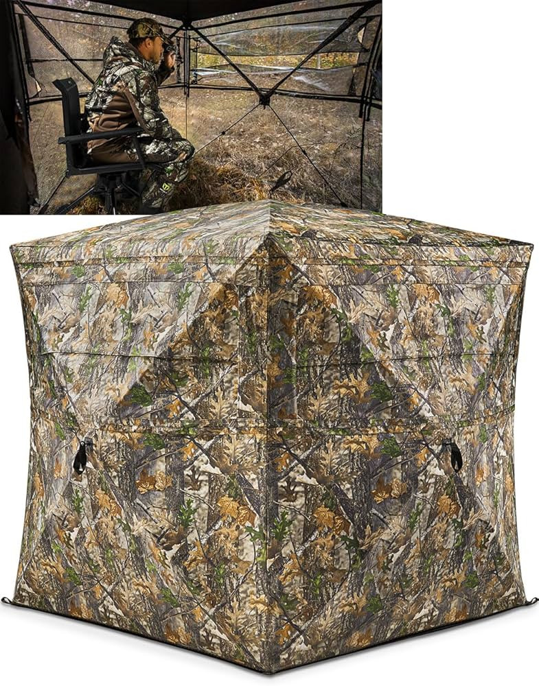 TIDEWE Hunting Blind See Through with Carrying Bag, 2-3 Person Pop Up Ground Blinds 270 Degree, 3... | Amazon (US)