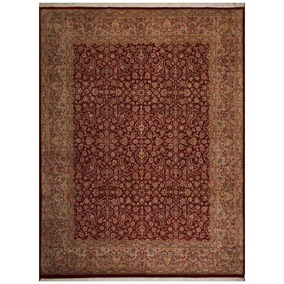Oriental Rug Of Houston 9'2''X12'5'' Hand Knotted Wool 300 KPSI Pak 16/18 Oriental Area Rug Burgundy, Beige Color | Wayfair North America