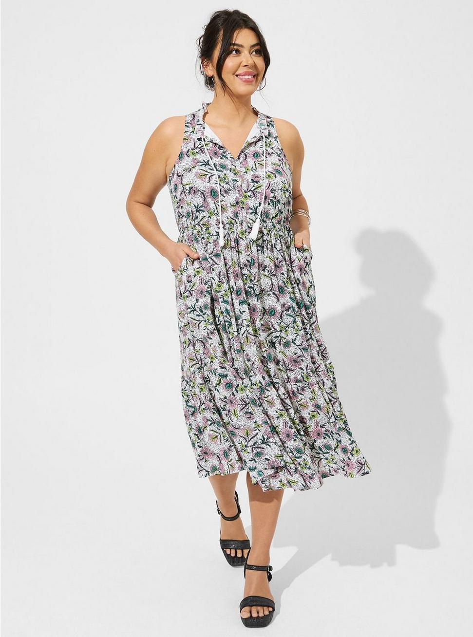 Midi Wash Gauze Tiered Dress | Torrid (US & Canada)