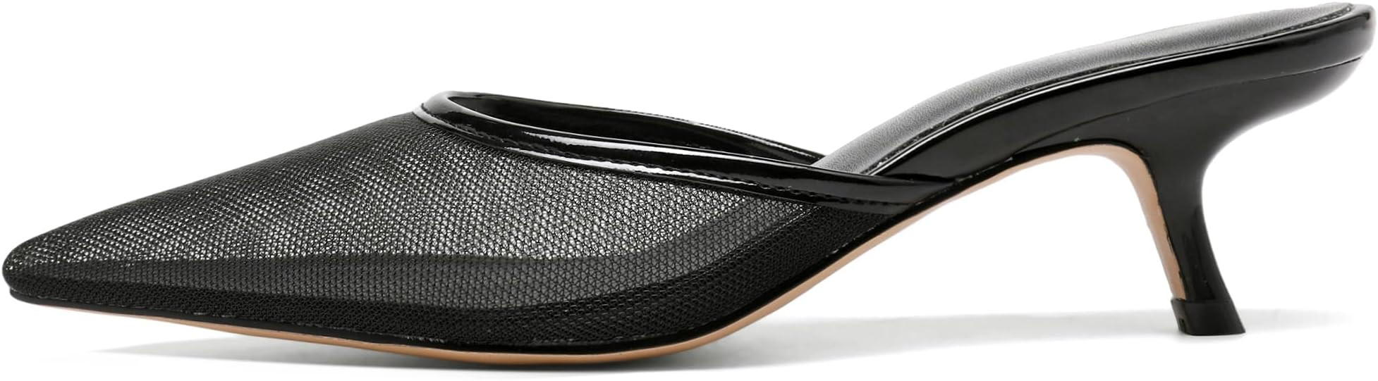 Women Kitten Heels Mules Closed Pointed Toe Slip on Backless Stiletto Slingback Heels Wedding Dre... | Amazon (US)