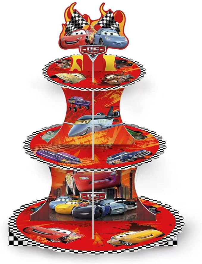 for Cars Party Supplies and Decorations, a Three-Tiered Cupcake Stand, a Display Stand for Birthd... | Amazon (US)