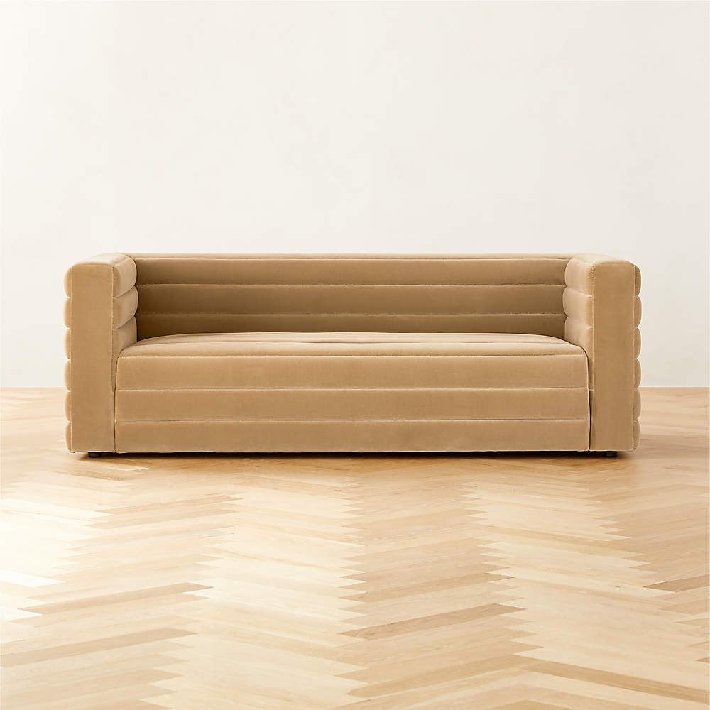 Strato 80" Light Brown Modern Velvet Sofa | CB2 | CB2