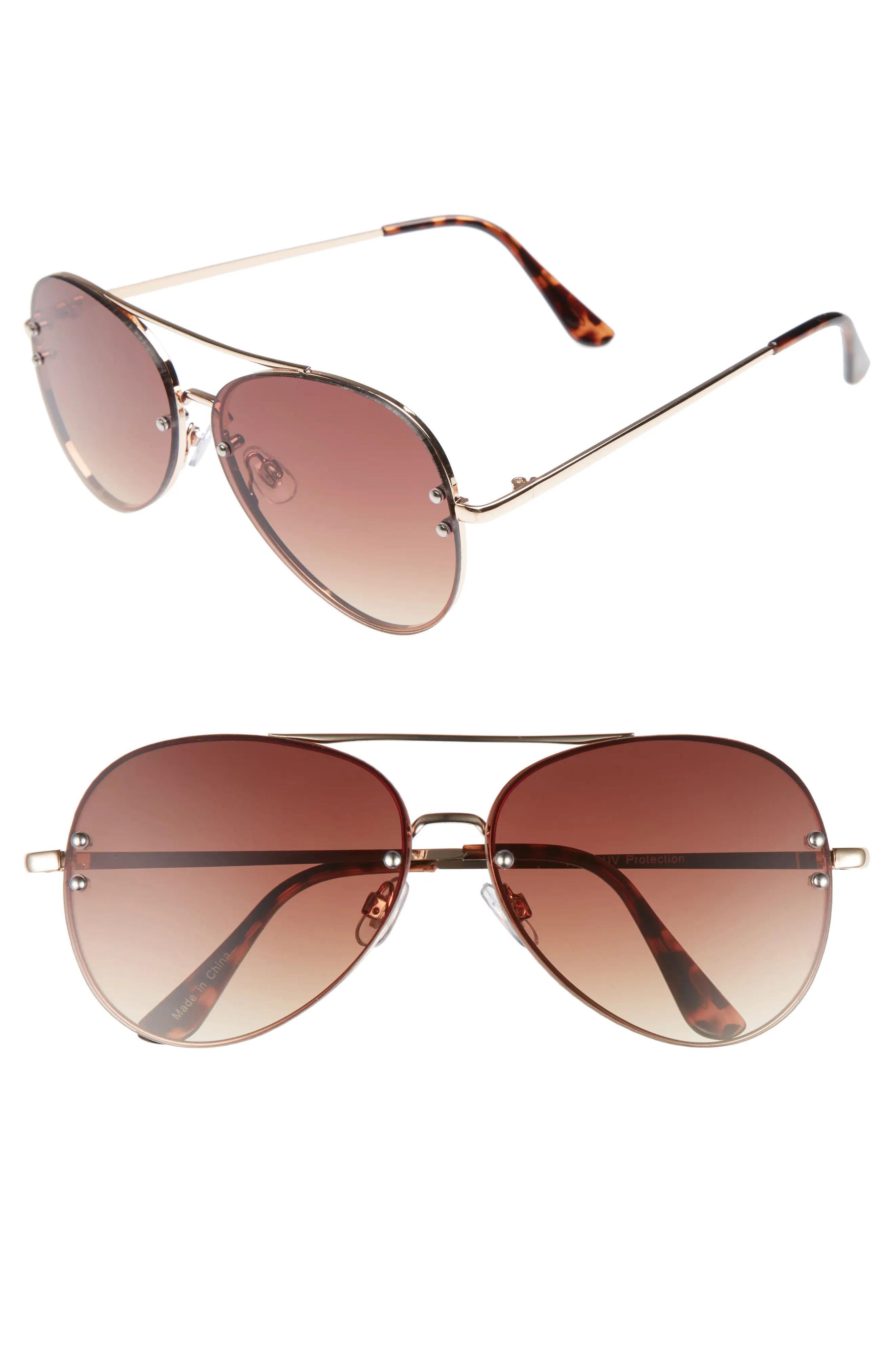 Women's Bp. 60Mm Oversize Mirrored Aviator Sunglasses - Gold/ Brown | Nordstrom