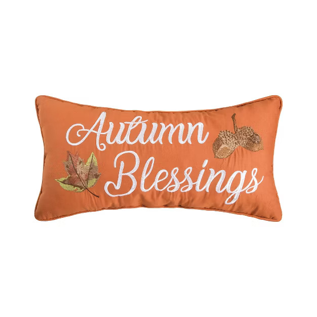 C&F Home 12" x 24" Autumn Blessings Embroidered Fall Throw Pillow | Target