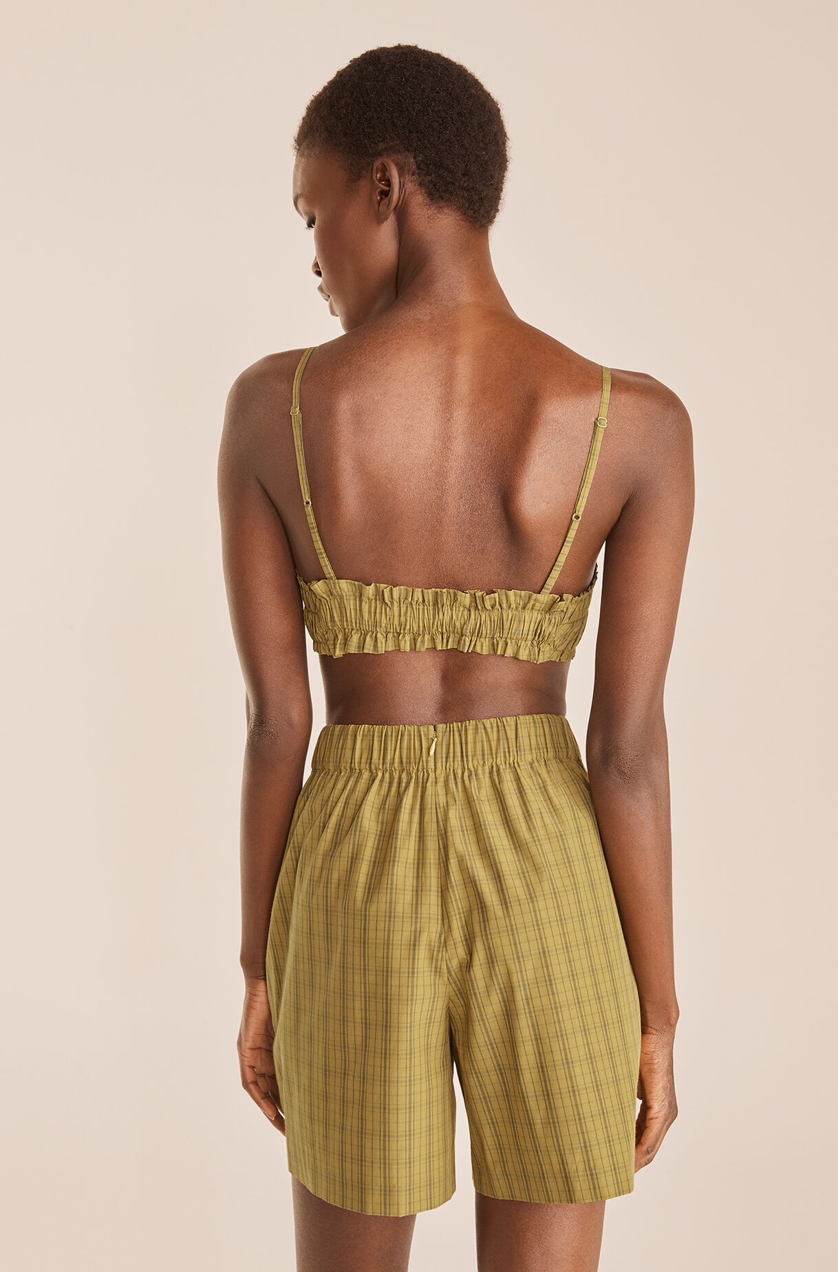 Ruched Plaid Bra | Rebecca Taylor