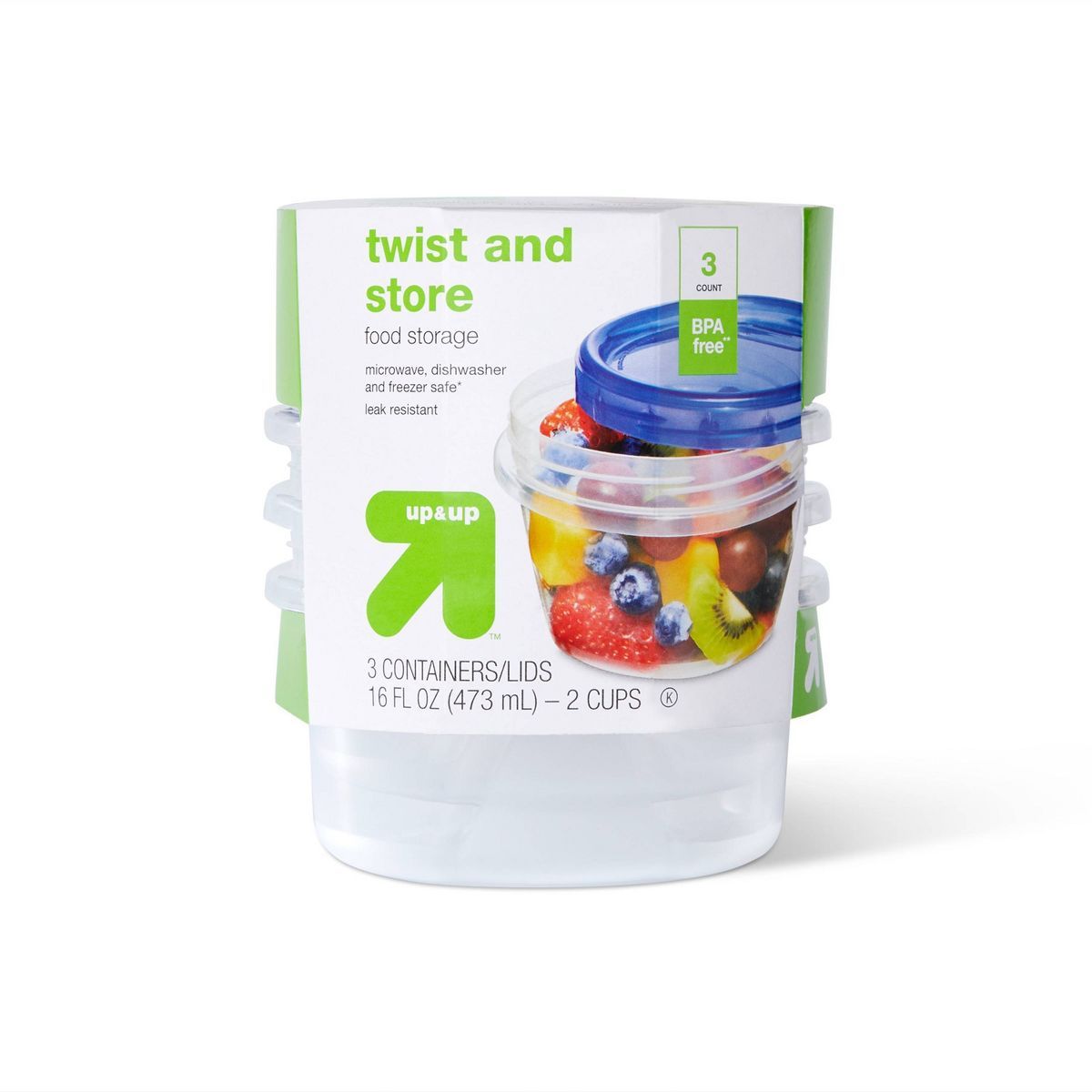 Twist and Store Medium Round Food Storage Container - 3ct/16 fl oz - up & up™ | Target