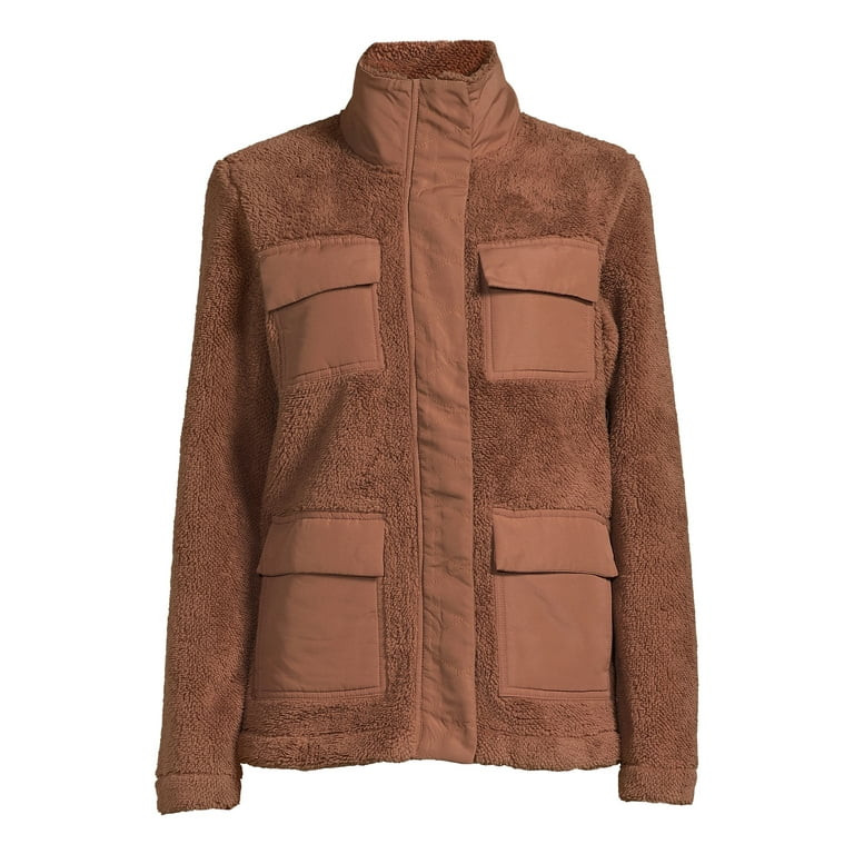 Avia Women's Faux Sherpa Utility Jacket, up to Size XXXL | Walmart (US)