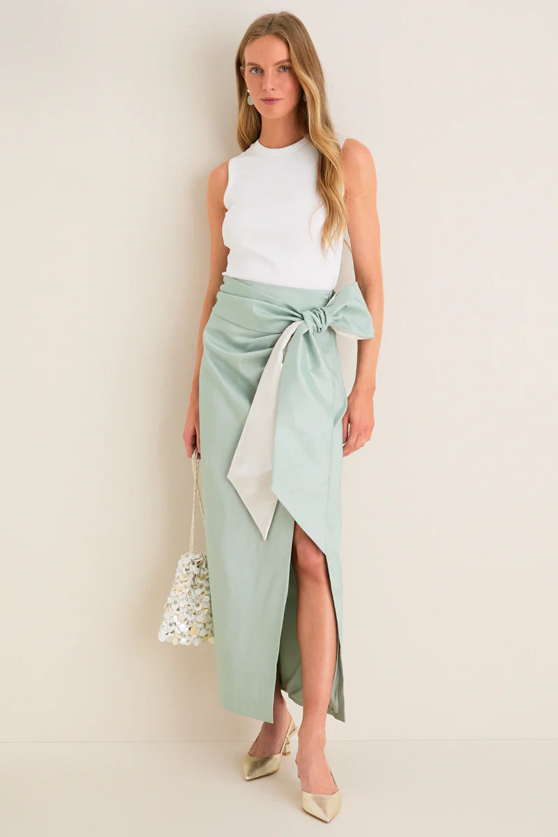 Sage Taffeta Angelise Tie Skirt | Tuckernuck (US)