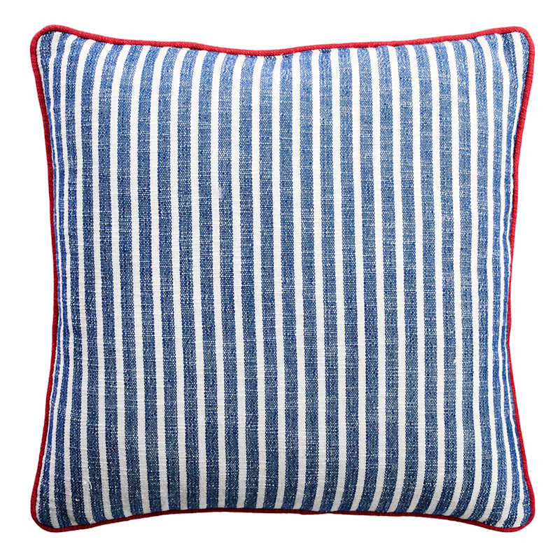 Patriotic Blue & White Striped Textured Pillow, 20" | At Home