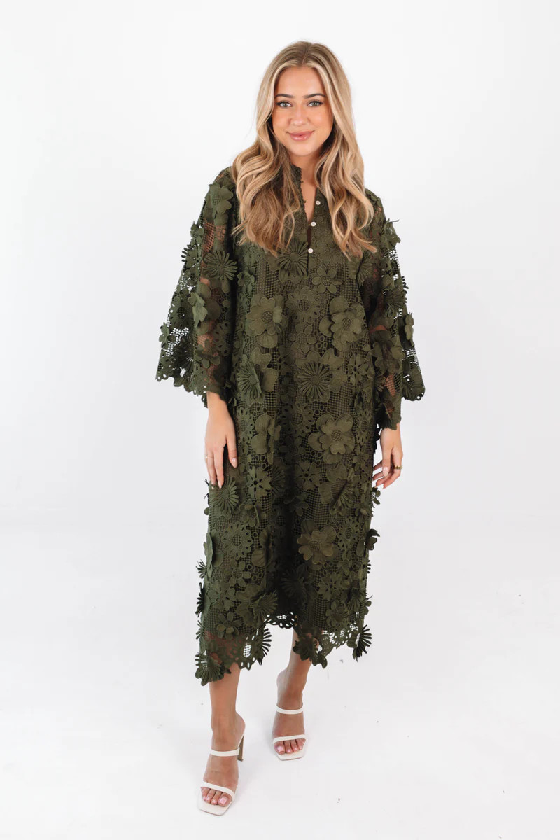 The Seraphina Midi Dress - Olive | J.Marie