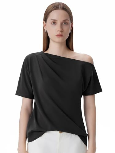SUUKSESS Women Off the Shoulder Tops Short Sleeve Trendy Going Out Shirts | Amazon (US)