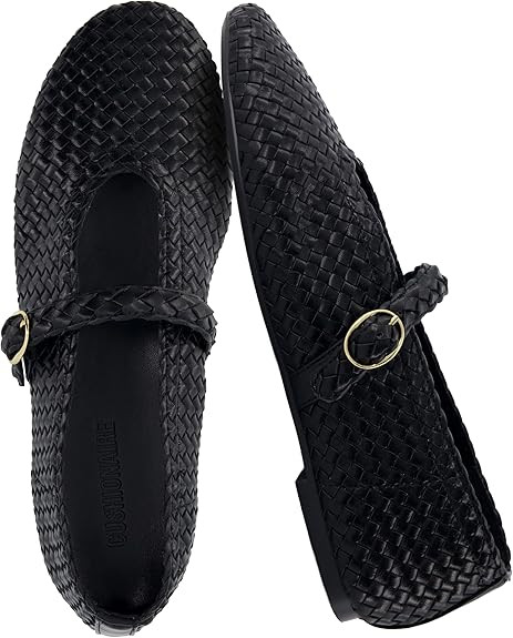 CUSHIONAIRE Bistro Mary Jane Flats for Women, Woven Ballet Flats Shoes with Strap and Memory Foam... | Amazon (US)