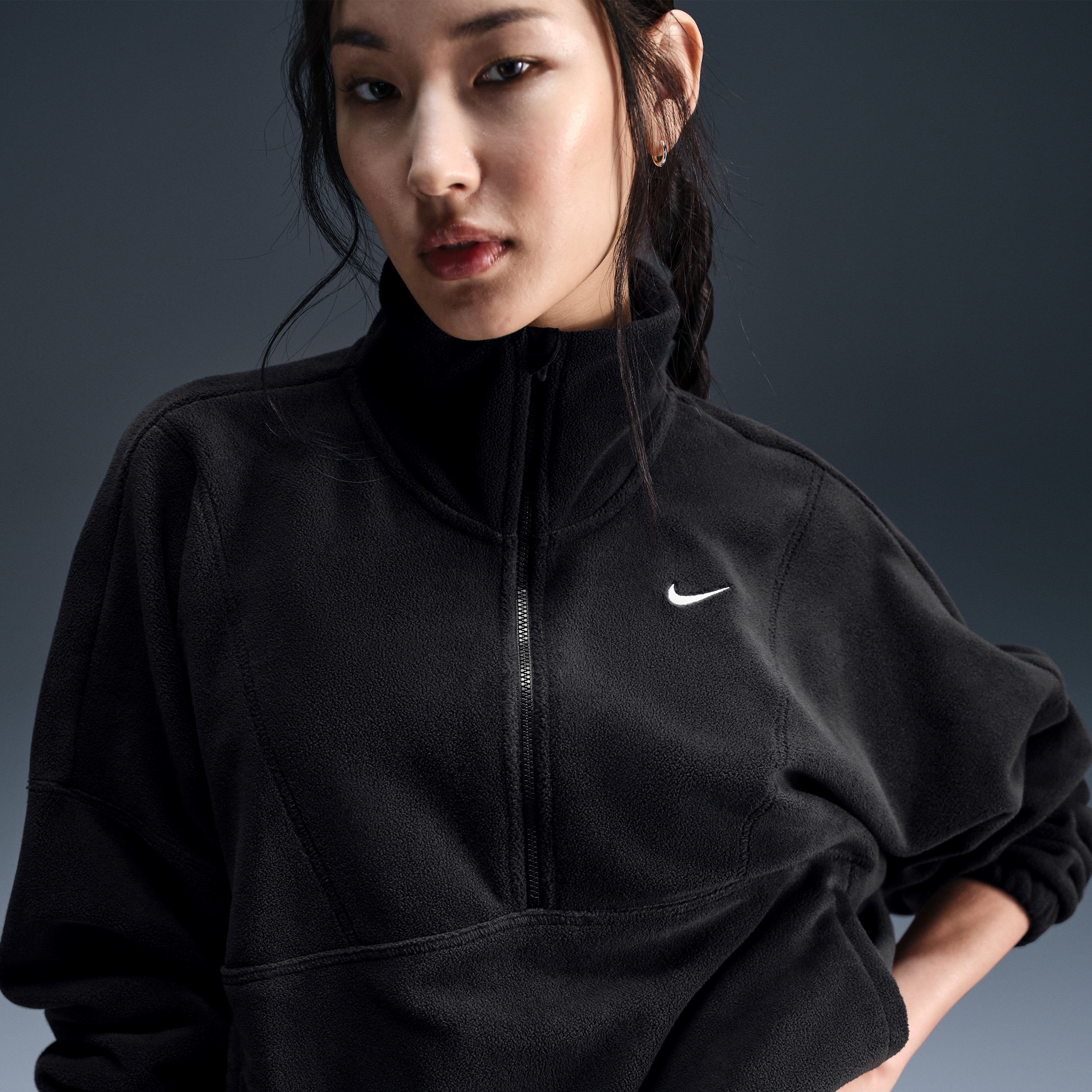 Nike Women's One Therma-FIT Oversized 1/2-Zip Fleece Top in Black | FV7955-010 | Nike (US)