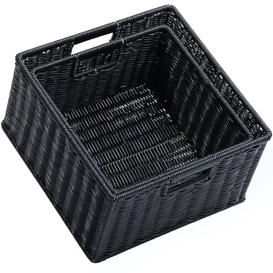 HOONEX Wicker Storage Baskets for Organizing, Decorative Woven Baskets for Storage with Carrying ... | Amazon (US)