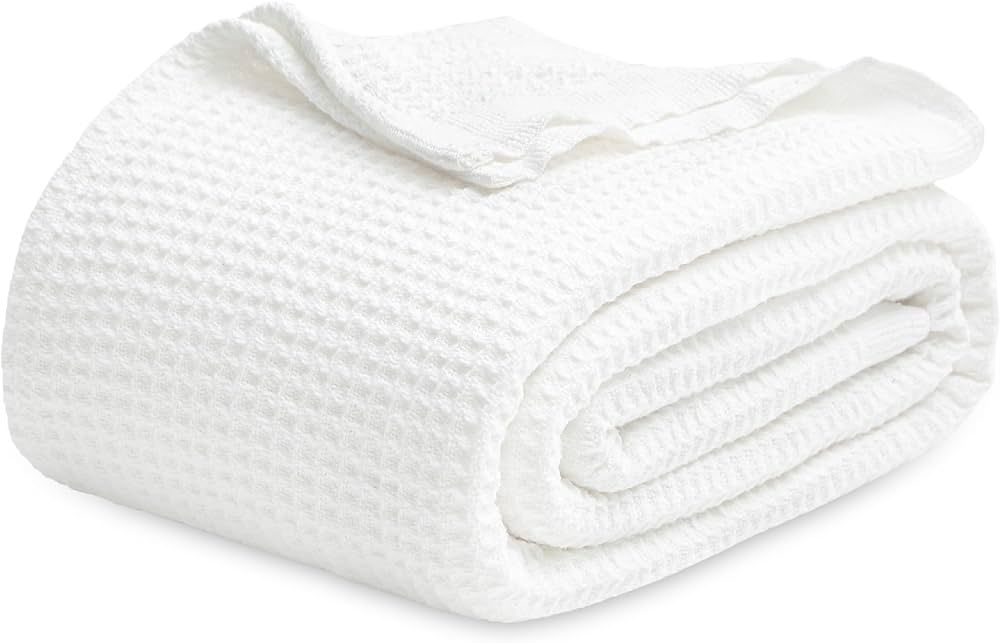 Bedsure 100% Cotton Blankets King Size for Bed - Waffle Weave Blankets for Summer, Soft Woven... | Amazon (US)