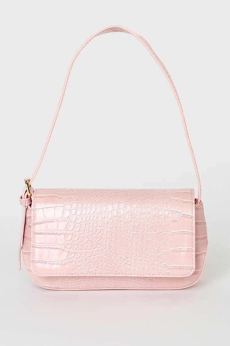 Croc and Roll Pink Crocodile Embossed Mini Shoulder Bag | Lulus (US)