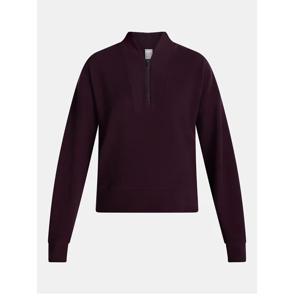 Avia Women's and Women's Plus Ribbed Ottoman Quarter Zip Sweatshirt, Sizes XS-4X | Walmart (US)