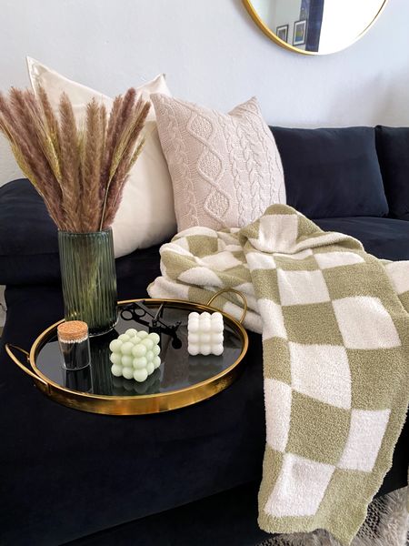 All the moody Fall vibes! 
Really enjoying this cozy checkerboard throw, had to share again. Knit throw pillow cover is made very well. 
Plus this new Amazon tray I found is super quality. Bubbled candles are a must for this season. Oh and the matches in the glass jar are pretty cool, they have a striker on the bottom.  
The candle wick trimmer and snuffer set is also another good buy. 
Happy with my purchases 🙌🏼 

Price ranges: $14-$106 
#founditonamazon #amazonfinds #falldecor 

#LTKSeasonal #LTKsalealert #LTKstyletip