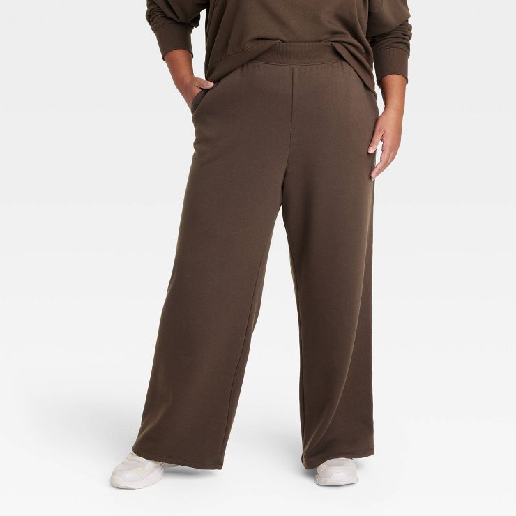 Women's Plus Size Wide Leg Fleece Sweatpants - Ava & Viv™ | Target