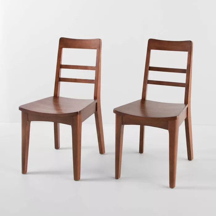 2pk Ladder Back Wood Dining Chair Brown - Hearth & Hand™ with Magnolia | Target