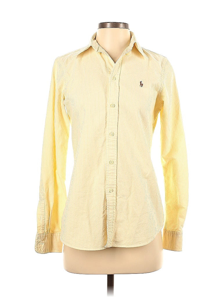 Ralph Lauren Long Sleeve Button Down Shirt: Yellow Tops - Size Small | ThredUp