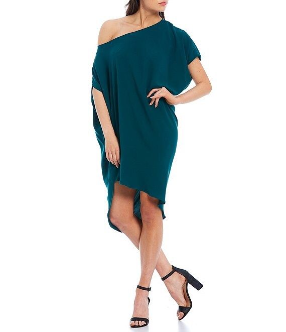 Radiant One Shoulder Short Sleeve High-Low Cocoon Dress | Dillards